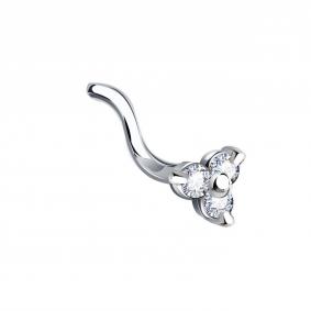 Пирсинг из белого золота в нос Александра с бриллиантом 1030028сб 1030028сб фото