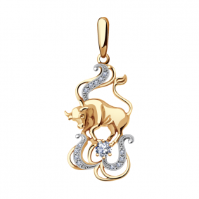 Золотая подвеска Знак зодиака Телец Александра с бриллиантом 1030114ск 1030114ск фото