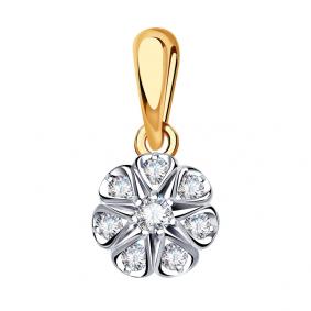 Золотая подвеска Александра 1030347сбк с бриллиантом 1030347сбк фото