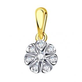 Подвеска из лимонного золота Александра 1030347сл с бриллиантом 1030347сл фото