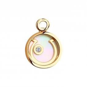 Золотая подвеска SOKOLOV с подвижным бриллиантом, перламутром и сапфировым стеклом 1030453 1030453 фото
