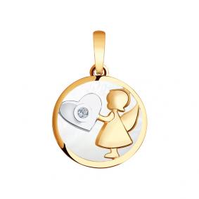 Золотая подвеска SOKOLOV 1030536 с бриллиантом и перламутром 1030536 фото