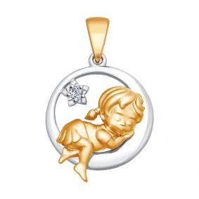 Золотая подвеска SOKOLOV 1030612 с бриллиантом 1030612 фото