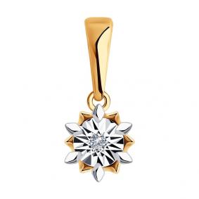 Золотая подвеска с алмазной гранью SOKOLOV с бриллиантом 1030626 1030626 фото