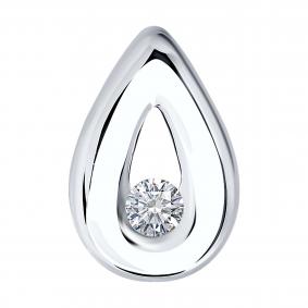 Подвеска из белого золота SOKOLOV 1030653-5 с бриллиантом выращенным 1030653-5 фото