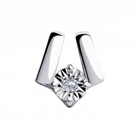 Подвеска из белого золота SOKOLOV 1030743 с бриллиантом 1030743 фото