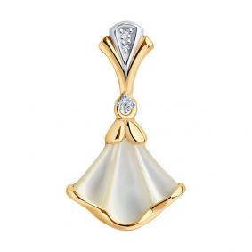 Золотая подвеска SOKOLOV 1030831 с бриллиантом и перламутром 1030831 фото