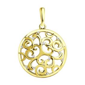 Подвеска из лимонного золота SOKOLOV 1030872-2 с бриллиантом 1030872-2 фото