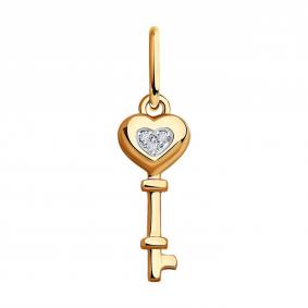 Золотая подвеска SOKOLOV 1030880 с бриллиантом 1030880 фото