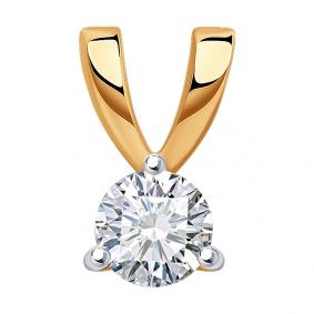 Подвеска из белого золота SOKOLOV 1030894-5 с бриллиантом выращенным 1030894-5 фото