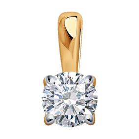 Золотая подвеска SOKOLOV 1030895-5 с бриллиантом выращенным 1030895-5 фото