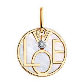 Золотая подвеска SOKOLOV 1030897 с бриллиантом и перламутром 1030897 фото