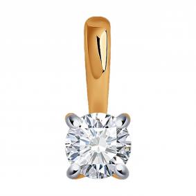 Золотая подвеска SOKOLOV 1030900-5 с бриллиантом выращенным 1030900-5 фото