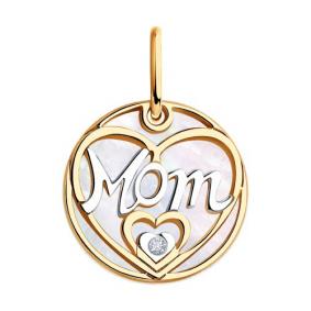 Золотая подвеска SOKOLOV 1030902 с бриллиантом и перламутром 1030902 фото