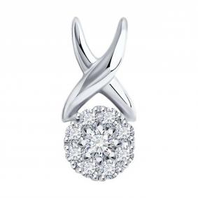 Подвеска из белого золота SOKOLOV 1030923-3 с бриллиантом 1030923-3 фото
