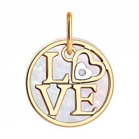 Золотая подвеска SOKOLOV 1030927 с бриллиантом и перламутром 1030927 фото