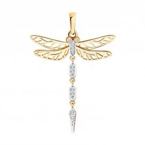 Золотая подвеска SOKOLOV 1030990 с бриллиантом 1030990 фото