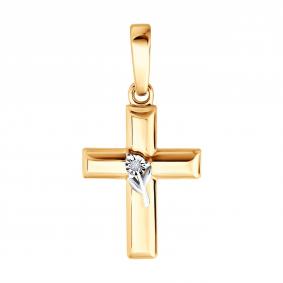 Подвеска из комбинированного золота SOKOLOV 1031007 с бриллиантом 1031007 фото