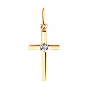 Золотая подвеска SOKOLOV 1031010-5 с бриллиантом выращенным 1031010-5 фото