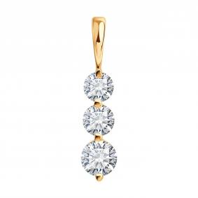 Золотая подвеска SOKOLOV 1031011-5 с бриллиантом выращенным 1031011-5 фото