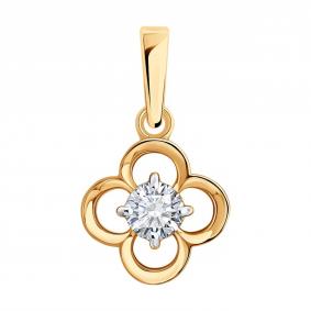 Золотая подвеска SOKOLOV 1031021-5 с бриллиантом выращенным 1031021-5 фото