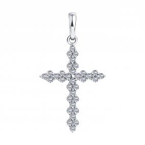 Подвеска из белого золота SOKOLOV 1031025-3-5 с бриллиантом выращенным 1031025-3-5 фото