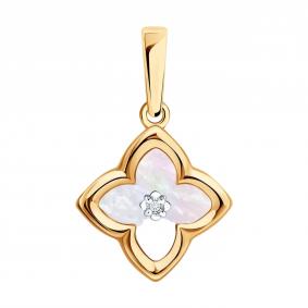 Золотая подвеска SOKOLOV 1031068 с бриллиантом и перламутром 1031068 фото