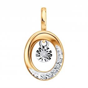 Подвеска из комбинированного золота с подвижным бриллиантом 1031071 1031071 фото