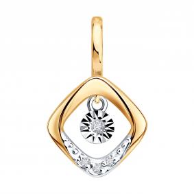 Подвеска из комбинированного золота с подвижным бриллиантом 1031073 1031073 фото