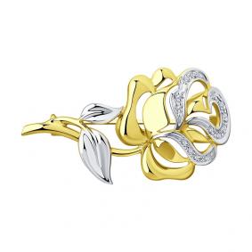 Брошь из лимонного золота SOKOLOV 1040017-2 с бриллиантом 1040017-2 фото