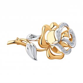 Золотая брошь SOKOLOV 1040017 с бриллиантом 1040017 фото