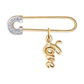 Золотая булавка SOKOLOV 1040040 с бриллиантом 1040040 фото