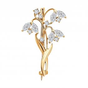 Золотая брошь SOKOLOV 1040054-5 с бриллиантом выращенным 1040054-5 фото