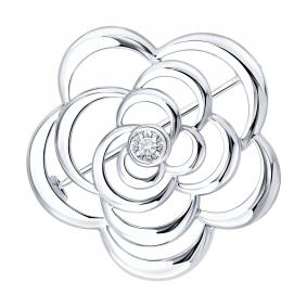 1040056-3-5: Брошь из белого золота с бриллиантом выращенным 1040056-3-5 фото