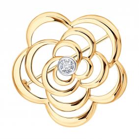 1040056-5: Брошь из золота с бриллиантом выращенным 1040056-5 фото
