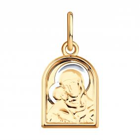 Золотая подвеска-иконка Божией Матери Владимирская SOKOLOV 104228 104228 фото