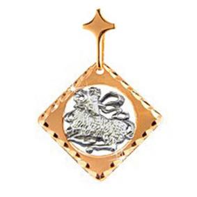 Золотая подвеска Знак зодиака Овен AQUAMARINE 10459 10459 фото