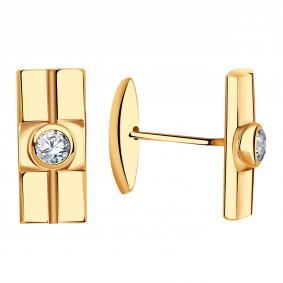 Золотые запонки Александра 1050004ск с бриллиантом 1050004ск фото