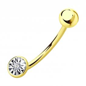 Пирсинг в пупок из лимонного золота SOKOLOV с бриллиантом 1060011-2 1060011-2 фото