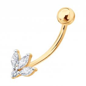 Золотой пирсинг в пупок SOKOLOV с бриллиантом выращенным 1060012-5 1060012-5 фото