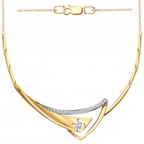 Золотое колье Александра 1070059сбк с бриллиантом 1070059сбк фото