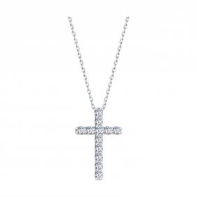 Колье-крест из белого золота SOKOLOV с выращенным бриллиантом 1070173-3-5 1070173-3-5 фото