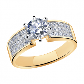 Золотое кольцо Александра 10749сбк с фианитом и Swarovski 10749сбк фото