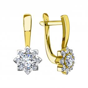 Серьги из лимонного золота Sanis 111-219792 с фианитом 111-219792 фото