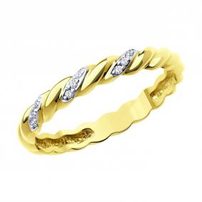 Обручальное кольцо из лимонного золота 3 мм SOKOLOV с бриллиантом 1110228-2 1110228-2 фото