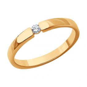 Золотое обручальное кольцо 2 мм SOKOLOV с бриллиантом 1110250 1110250 фото