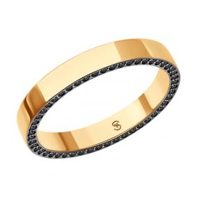 Золотое обручальное кольцо 3 мм SOKOLOV с чёрным бриллиантом 1110252 1110252 фото