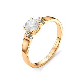 Золотое кольцо АЛЬКОР 11145-100 с бриллиантом 11145-100 фото