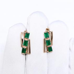 Золотые серьги Александра 111803аск-014 с агатом 111803аск-014 фото