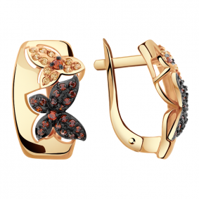 Золотые серьги Александра 111803аск-03-кш с фианитом 111803аск-03-кш фото